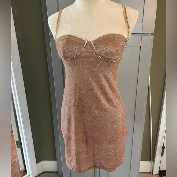 ANGELINA PINK SHIMMER MINI DRESS - Picture 5 of 9